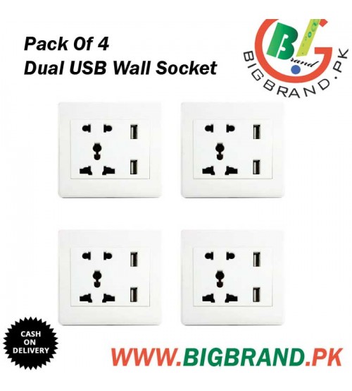 Pack Of 4 Universal Energy Durable Dual USB Wall Socket